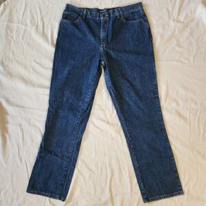 Lee Relaxed Fit Straight Leg Jeans Women’s Size 14 Long High Rise Blue Denim